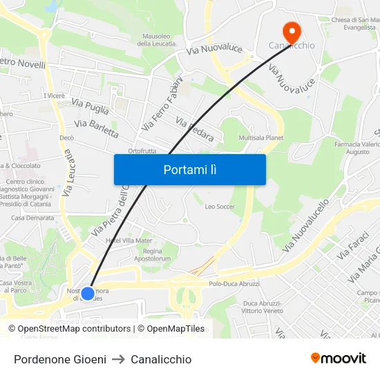 Pordenone Gioeni to Canalicchio map