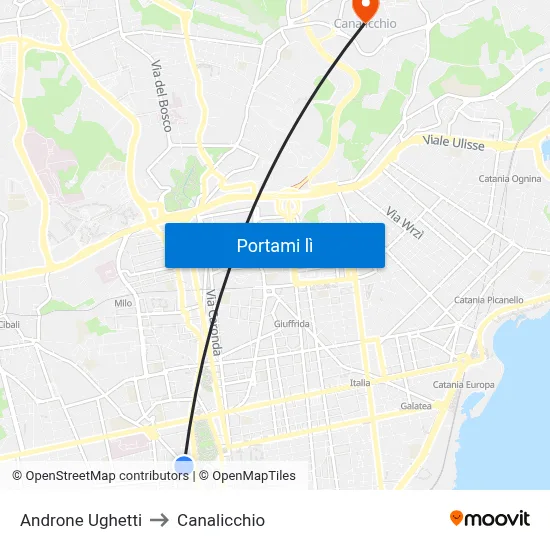 Androne Ughetti to Canalicchio map