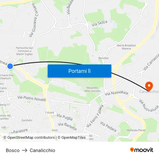 Bosco to Canalicchio map