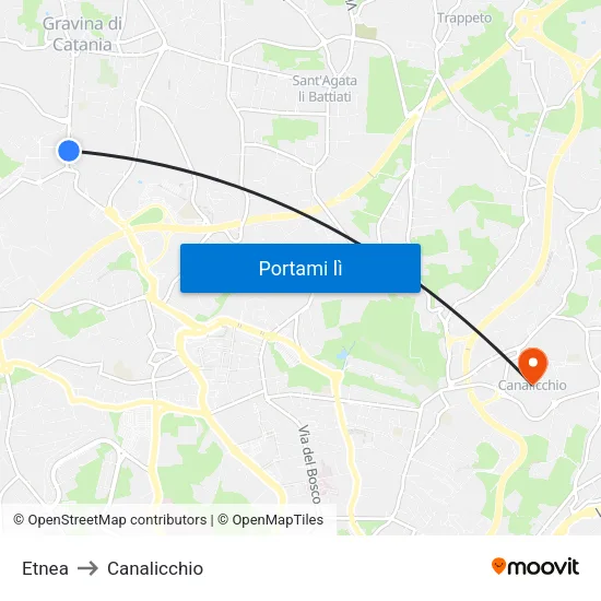 Etnea to Canalicchio map