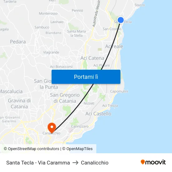 Santa Tecla - Via Caramma to Canalicchio map
