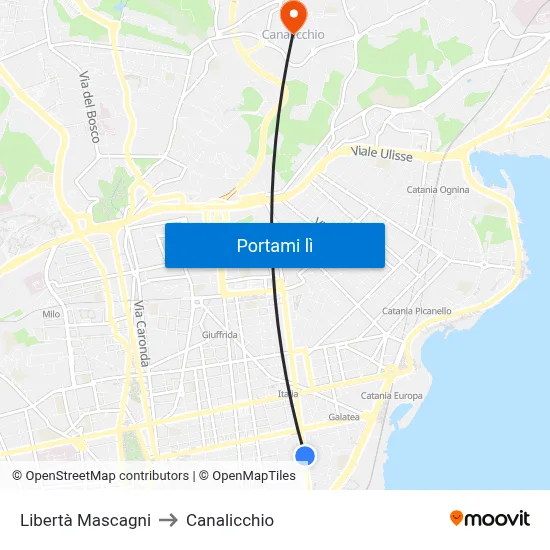 Libertà Mascagni to Canalicchio map