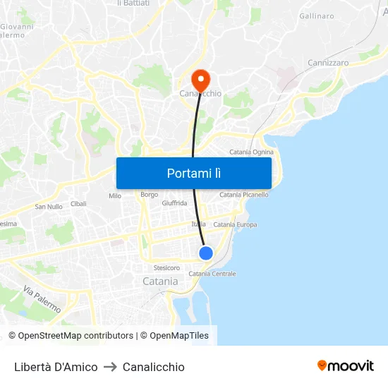 Libertà D'Amico to Canalicchio map