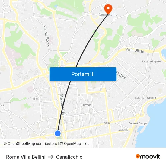Roma Villa Bellini to Canalicchio map