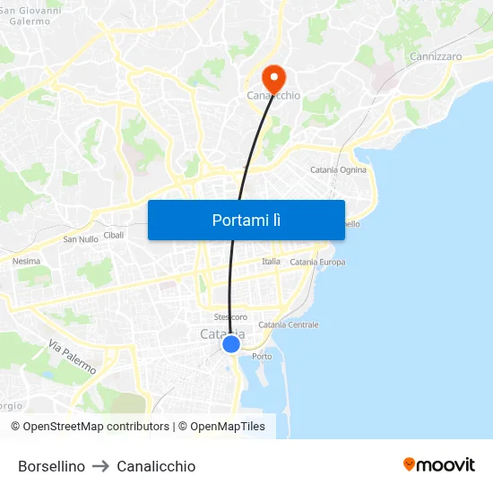 Borsellino to Canalicchio map