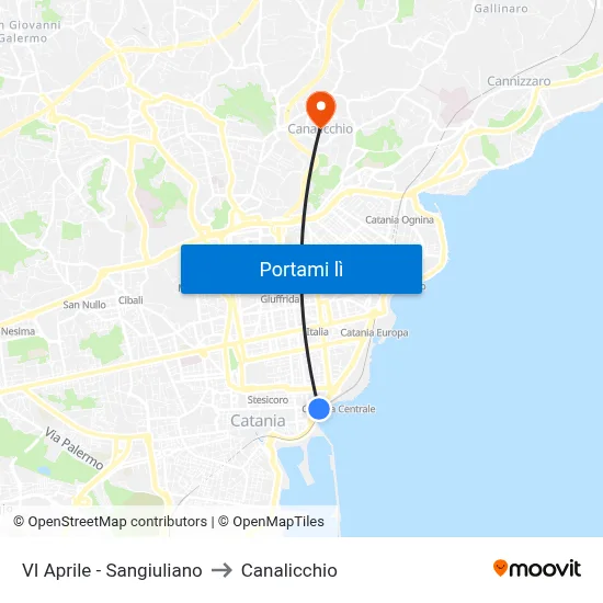 VI Aprile - Sangiuliano to Canalicchio map