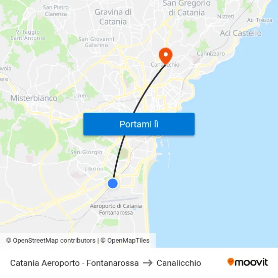 Catania Aeroporto - Fontanarossa to Canalicchio map