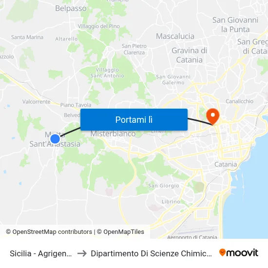 Sicilia - Agrigento to Dipartimento Di Scienze Chimiche map