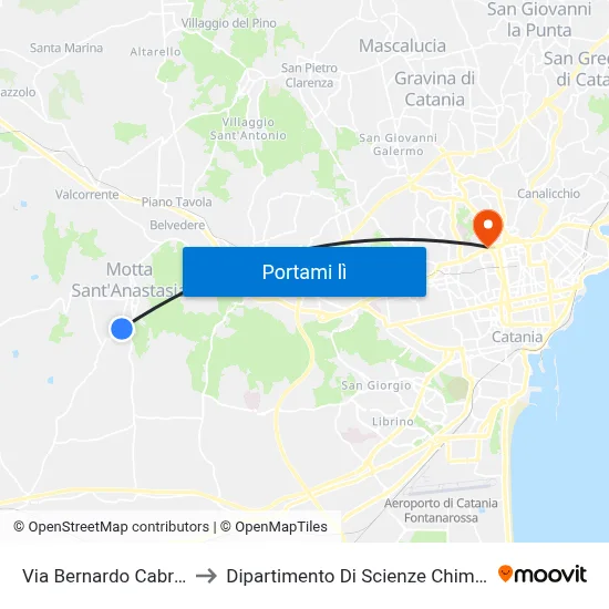 Via Bernardo Cabrera to Dipartimento Di Scienze Chimiche map