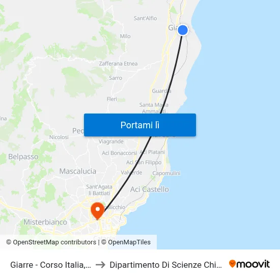 Giarre - Corso Italia, 295 to Dipartimento Di Scienze Chimiche map