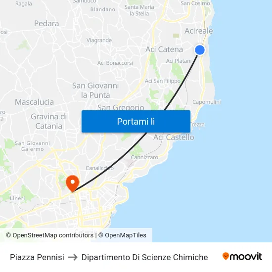 Piazza Pennisi to Dipartimento Di Scienze Chimiche map