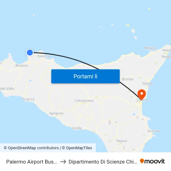 Palermo Airport Bus Stop to Dipartimento Di Scienze Chimiche map