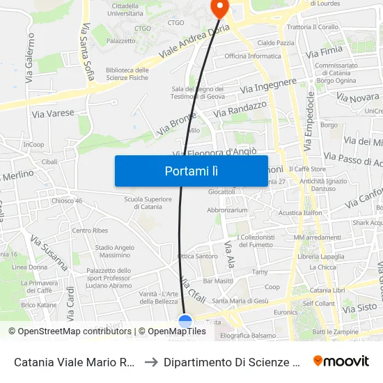 Catania Viale Mario Rapisardi to Dipartimento Di Scienze Chimiche map