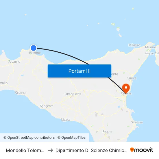 Mondello Tolomea to Dipartimento Di Scienze Chimiche map