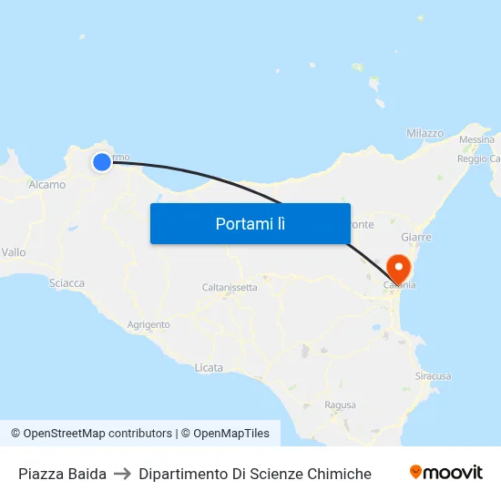 Piazza Baida to Dipartimento Di Scienze Chimiche map