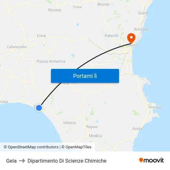 Gela to Dipartimento Di Scienze Chimiche map