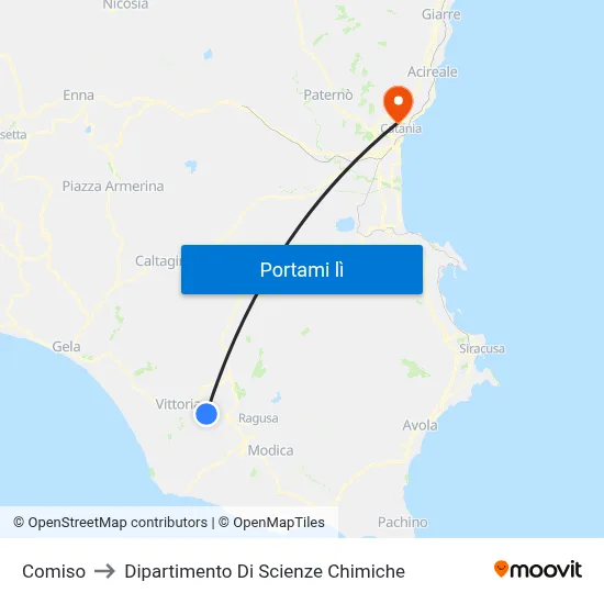 Comiso to Dipartimento Di Scienze Chimiche map