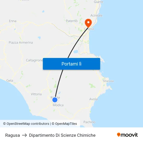 Ragusa to Dipartimento Di Scienze Chimiche map