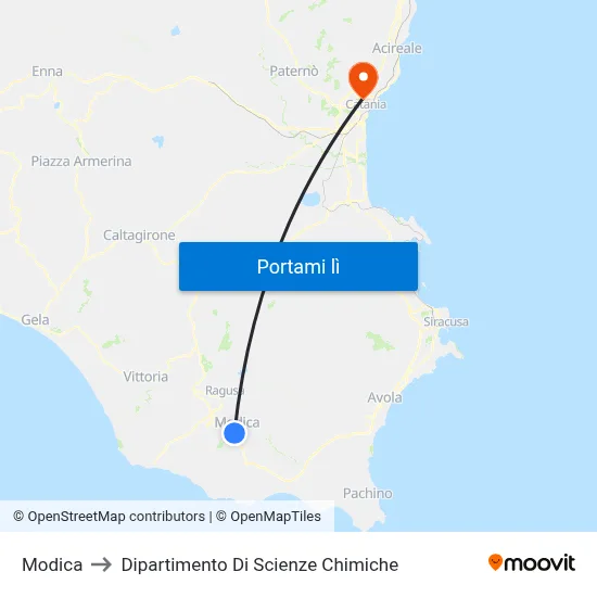Modica to Dipartimento Di Scienze Chimiche map
