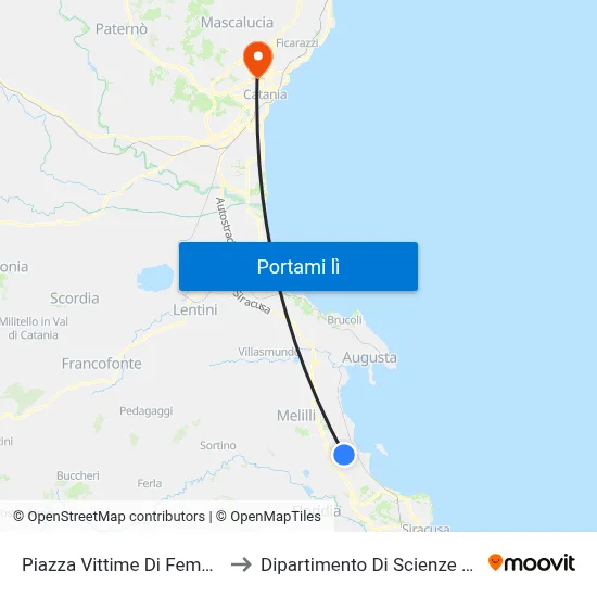Piazza Vittime Di Femminicidio to Dipartimento Di Scienze Chimiche map