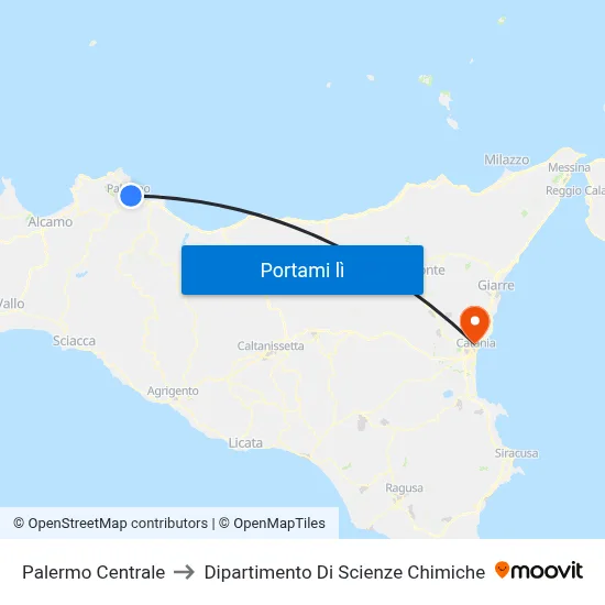 Palermo Centrale to Dipartimento Di Scienze Chimiche map