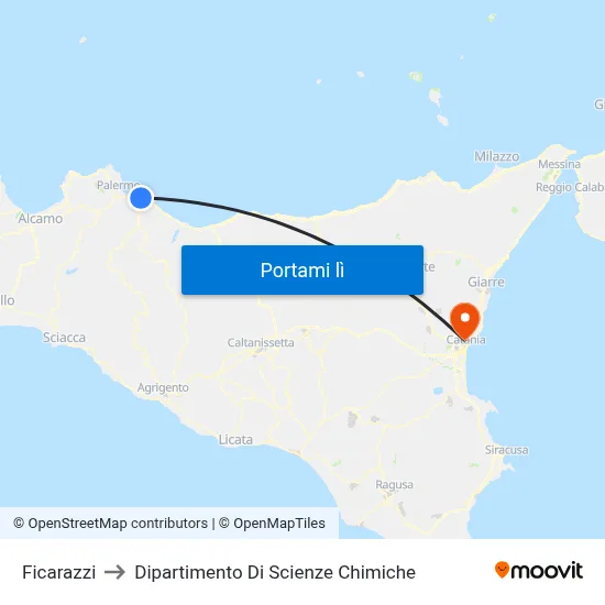 Ficarazzi to Dipartimento Di Scienze Chimiche map