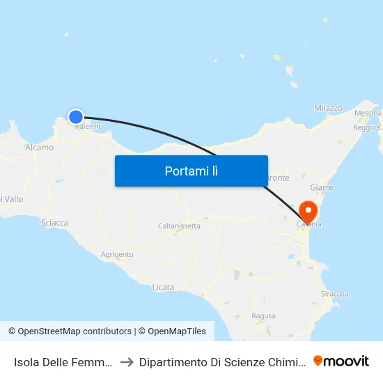 Isola Delle Femmine to Dipartimento Di Scienze Chimiche map