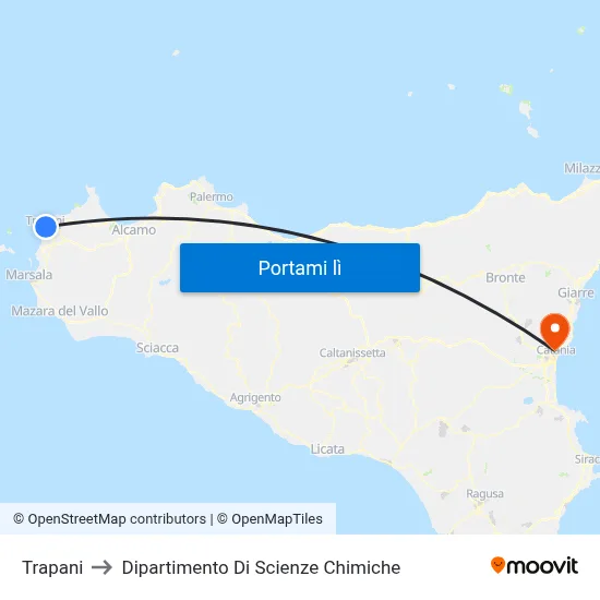 Trapani to Dipartimento Di Scienze Chimiche map