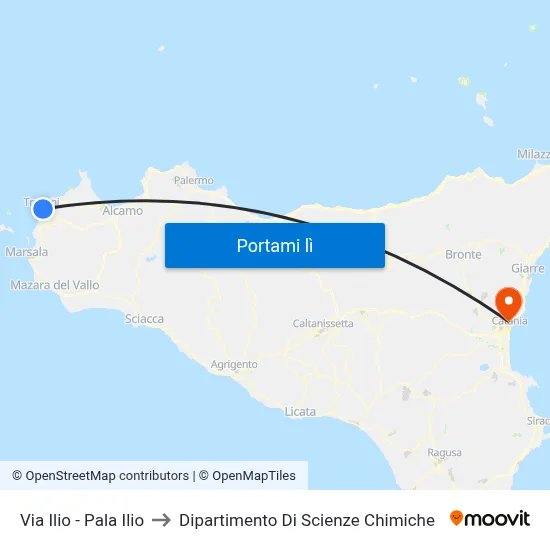 Via Ilio - Pala Ilio to Dipartimento Di Scienze Chimiche map