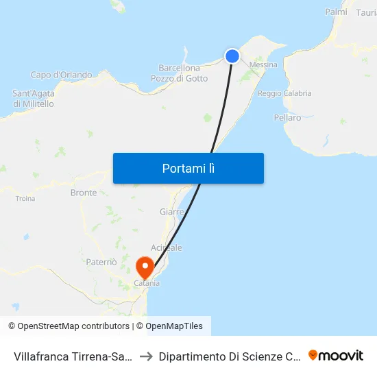 Villafranca Tirrena-Saponara to Dipartimento Di Scienze Chimiche map