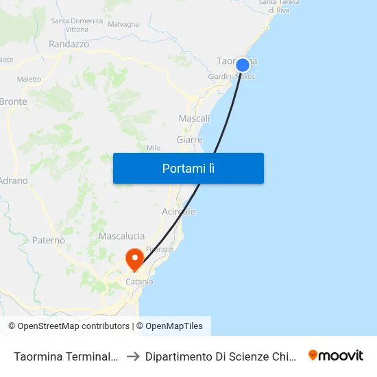 Taormina Terminal Bus to Dipartimento Di Scienze Chimiche map