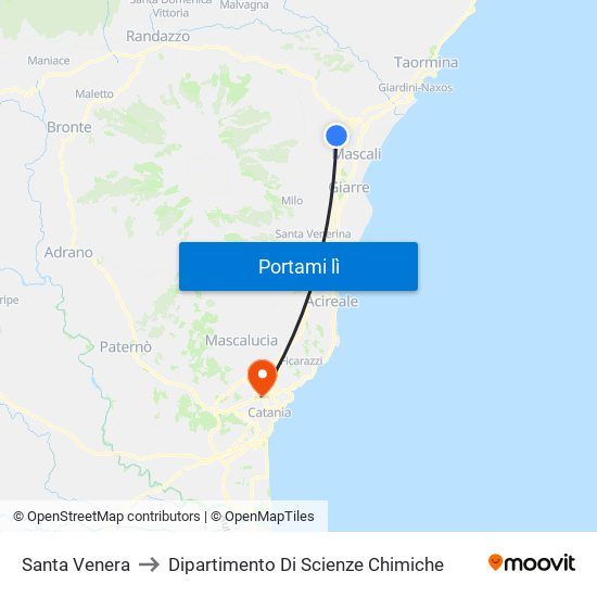 Santa Venera to Dipartimento Di Scienze Chimiche map