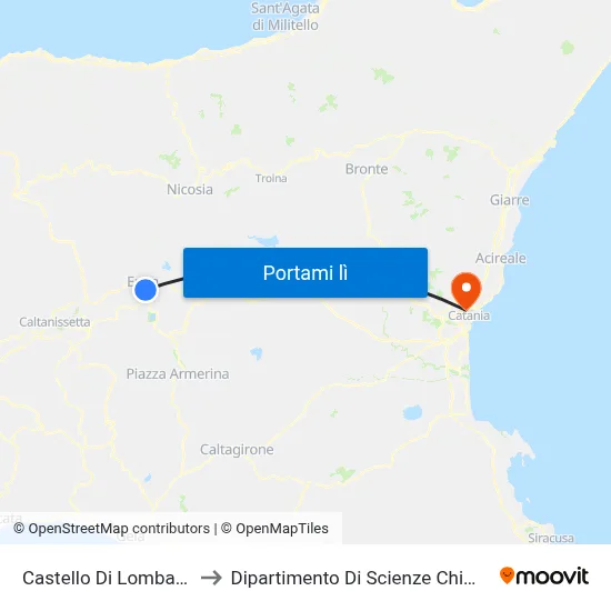 Castello Di Lombardia to Dipartimento Di Scienze Chimiche map
