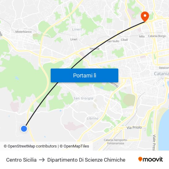 Centro Sicilia to Dipartimento Di Scienze Chimiche map