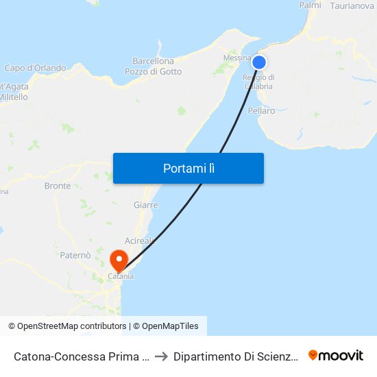 Catona-Concessa  Prima Bivio Ss18 to Dipartimento Di Scienze Chimiche map