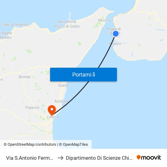 Via S.Antonio  Fermata 1 to Dipartimento Di Scienze Chimiche map