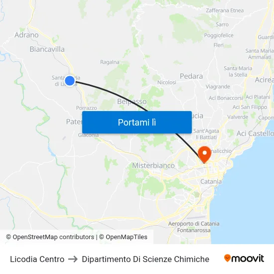 Licodia Centro to Dipartimento Di Scienze Chimiche map