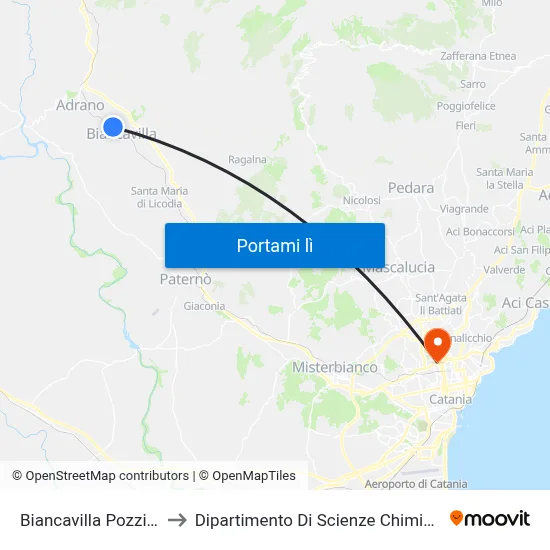 Biancavilla Pozzillo to Dipartimento Di Scienze Chimiche map