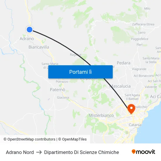 Adrano Nord to Dipartimento Di Scienze Chimiche map