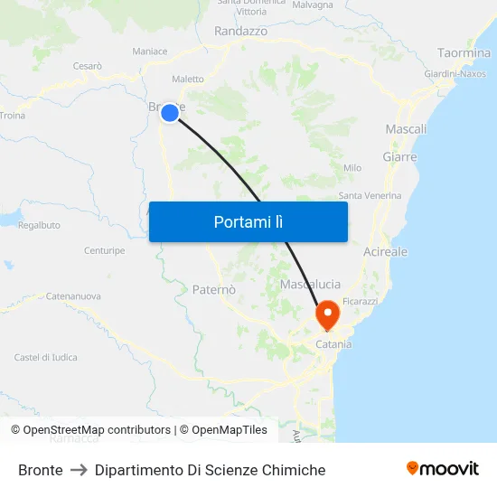 Bronte to Dipartimento Di Scienze Chimiche map
