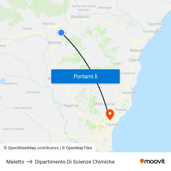 Maletto to Dipartimento Di Scienze Chimiche map