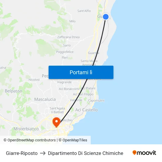 Giarre-Riposto to Dipartimento Di Scienze Chimiche map
