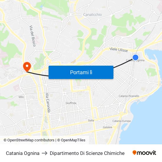 Catania Ognina to Dipartimento Di Scienze Chimiche map