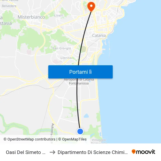 Oasi Del Simeto Est to Dipartimento Di Scienze Chimiche map