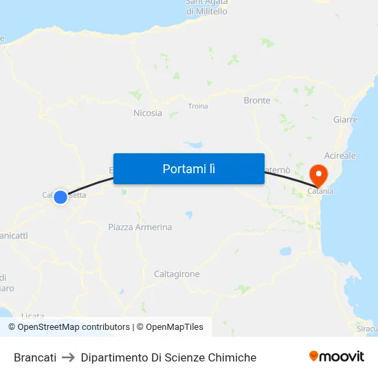 Brancati to Dipartimento Di Scienze Chimiche map