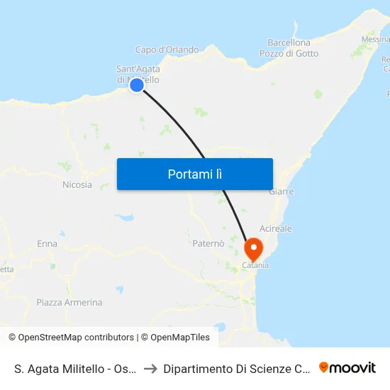 S. Agata Militello - Ospedale to Dipartimento Di Scienze Chimiche map