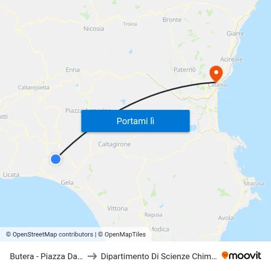 Butera - Piazza Dante to Dipartimento Di Scienze Chimiche map