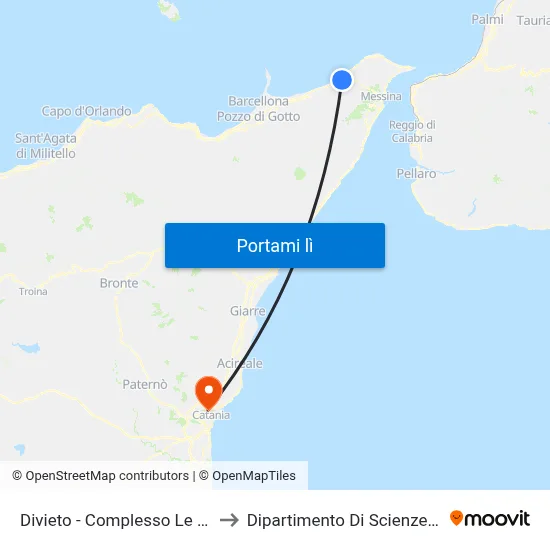 Divieto - Complesso Le Bucoliche to Dipartimento Di Scienze Chimiche map