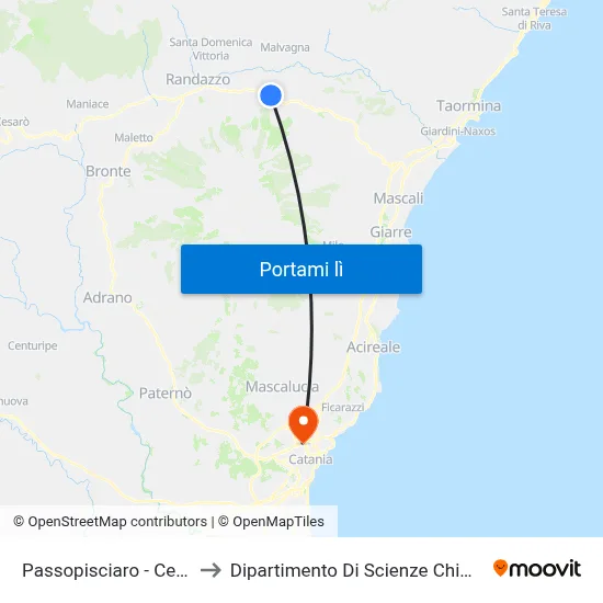 Passopisciaro - Centro to Dipartimento Di Scienze Chimiche map