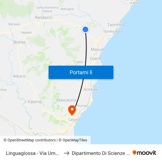 Linguaglossa - Via Umberto I, 27 to Dipartimento Di Scienze Chimiche map